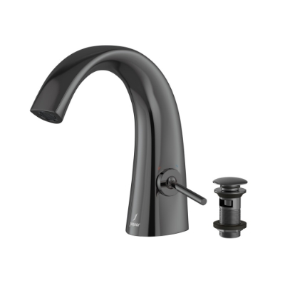 Picture of Joystick Basin Mixer with click clack waste - Black Chrome